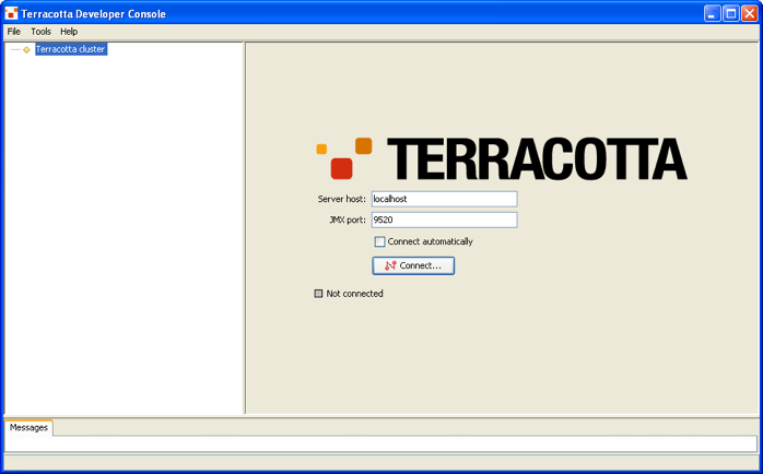 Terracotta Developer Console (not connected).